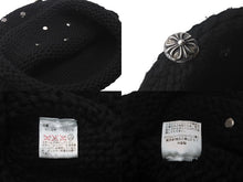 画像をギャラリービューアに読み込む, CHROME HEARTS クロムハーツ ビーニー ニット帽 クロスボール ピラミッド ブラック カシミヤ シルバー925 美品 中古 4c072687