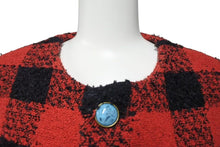 画像をギャラリービューアに読み込む, 新品未使用 LOUIS VUITTON ルイヴィトン 1AFWN0 ダミエ カラーレス ツイードジャケット サイズ50 レッド 中古 4c072724