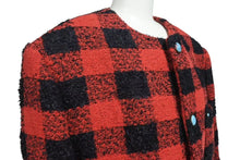 画像をギャラリービューアに読み込む, 新品未使用 LOUIS VUITTON ルイヴィトン 1AFWN0 ダミエ カラーレス ツイードジャケット サイズ50 レッド 中古 4c072724