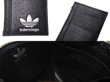 Load image into Gallery viewer, 新品未使用 BALENCIAGA × ADIDAS バレンシアガ アディダス カードケース コインケース 721896 ラムスキン ブラック 中古 4c072734