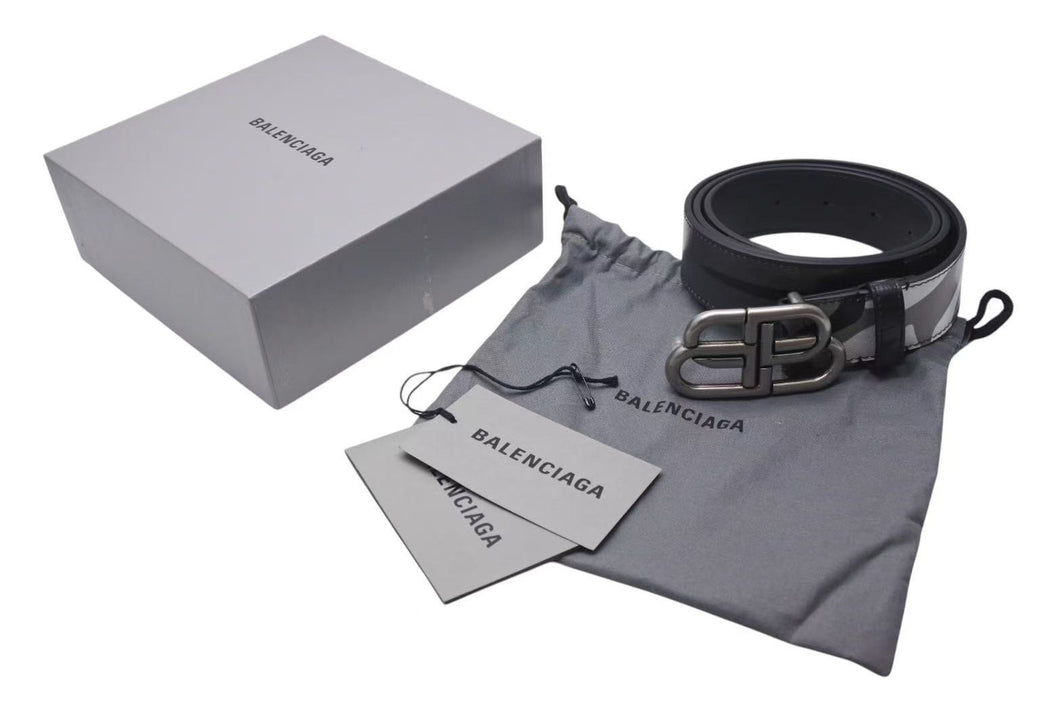 新品未使用 BALENCIAGA バレンシアガ BB ラージ ベルト ベジタブルレザー カモフラージュ 570370 中古 4c072735