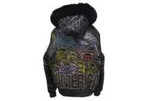 画像をギャラリービューアに読み込む, 極美品 PellePelle ペレペレ AMERICA アメリカ ファー レザージャケット CHINA製 レザー ブラック マルチカラー サイズ12 中古 4c072744