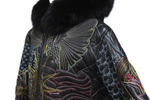 画像をギャラリービューアに読み込む, 極美品 PellePelle ペレペレ AMERICA アメリカ ファー レザージャケット CHINA製 レザー ブラック マルチカラー サイズ12 中古 4c072744