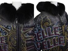 画像をギャラリービューアに読み込む, 極美品 PellePelle ペレペレ AMERICA アメリカ ファー レザージャケット CHINA製 レザー ブラック マルチカラー サイズ12 中古 4c072744