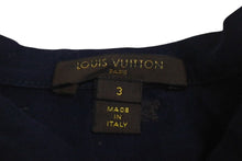 画像をギャラリービューアに読み込む, LOUIS VUITTON ルイヴィトン LVロゴ 半袖Tシャツ チビT RM071K MKJR99JBD コットン ネイビー ブラウン サイズ3 美品 中古 4c072748