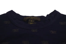 画像をギャラリービューアに読み込む, LOUIS VUITTON ルイヴィトン LVロゴ 半袖Tシャツ チビT RM071K MKJR99JBD コットン ネイビー ブラウン サイズ3 美品 中古 4c072748