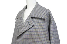 画像をギャラリービューアに読み込む, AURALEE オーラリー ダブルフェイスチェックステインカラー ロングコート A9AC01BN ウール ライトブルー サイズ4 美品 中古 4c072755