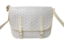 画像をギャラリービューアに読み込む, GOYARD ゴヤール ショルダーバッグ ベルヴェデールMM ヘリンボーン コーティングキャンバス ホワイト シルバー金具 美品 中古 4c072772