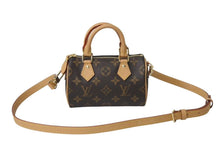画像をギャラリービューアに読み込む, 極美品 LOUIS VUITTON ルイヴィトン ナノスピーディ 2WAYショルダーバッグ M81085 モノグラムキャンバス ブラウン 中古 4c072775