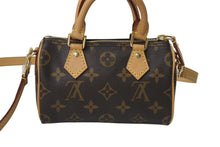 画像をギャラリービューアに読み込む, 極美品 LOUIS VUITTON ルイヴィトン ナノスピーディ 2WAYショルダーバッグ M81085 モノグラムキャンバス ブラウン 中古 4c072775