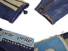 画像をギャラリービューアに読み込む, pellepelle ペレペレ レザージャケット サイズ42 刺繍デザイン ブルー ホワイト ヴィンテージ 美品 中古 4c072784