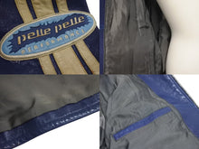 画像をギャラリービューアに読み込む, pellepelle ペレペレ レザージャケット サイズ42 刺繍デザイン ブルー ホワイト ヴィンテージ 美品 中古 4c072784