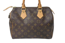 画像をギャラリービューアに読み込む, LOUIS VUITTON ルイヴィトン スピーディ25 ハンドバッグ M41109 モノグラム PVC レザー ゴールド金具 ブラウン 美品 中古 4c072796