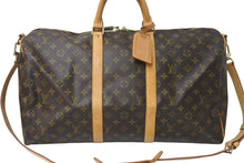 画像をギャラリービューアに読み込む, LOUIS VUITTON ルイヴィトン キーポル バンドリエール 50 ボストンバッグ PVC ヌメ革 M41416 美品 中古 4c072797