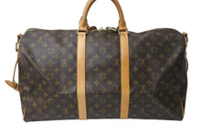 画像をギャラリービューアに読み込む, LOUIS VUITTON ルイヴィトン キーポル バンドリエール 50 ボストンバッグ PVC ヌメ革 M41416 美品 中古 4c072797