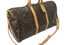 画像をギャラリービューアに読み込む, LOUIS VUITTON ルイヴィトン キーポル バンドリエール 50 ボストンバッグ PVC ヌメ革 M41416 美品 中古 4c072797