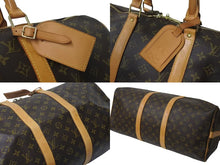 画像をギャラリービューアに読み込む, LOUIS VUITTON ルイヴィトン キーポル バンドリエール 50 ボストンバッグ PVC ヌメ革 M41416 美品 中古 4c072797