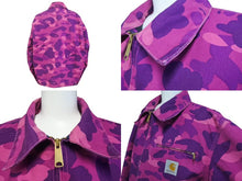 Load image into Gallery viewer, A BATHING APE × CARHARTT アベイシングエイプ カーハート デトロイトジャケット パープル サイズM 美品 中古 4c072809