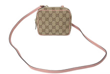 画像をギャラリービューアに読み込む, GUCCI グッチ ショルダーバッグ 120975 GGキャンバス ピンク レザー ブラウン ベージュ ゴールド金具 美品 中古 4c072832