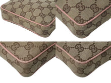 画像をギャラリービューアに読み込む, GUCCI グッチ ショルダーバッグ 120975 GGキャンバス ピンク レザー ブラウン ベージュ ゴールド金具 美品 中古 4c072832