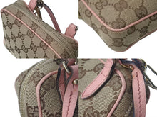 画像をギャラリービューアに読み込む, GUCCI グッチ ショルダーバッグ 120975 GGキャンバス ピンク レザー ブラウン ベージュ ゴールド金具 美品 中古 4c072832