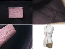 画像をギャラリービューアに読み込む, GUCCI グッチ ショルダーバッグ 120975 GGキャンバス ピンク レザー ブラウン ベージュ ゴールド金具 美品 中古 4c072832