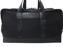 Load image into Gallery viewer, CHANEL シャネル スポーツライン ボストンバッグ イタリア製 コットン カシミヤ ブラック シルバー金具 美品 中古 4c072836