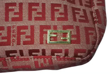 Load image into Gallery viewer, FENDI フェンディ ズッキーノ柄 ミニ ハンドバッグ レッド ロゴ ポーチバッグ キャンバス ゴールド金具 美品 中古 4c072844