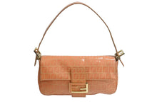 画像をギャラリービューアに読み込む, 極美品 FENDI フェンディ マンマバケット ワンショルダーバッグ ズッカ柄 総柄 エナメル レザー オレンジ ゴールド金具 中古 4c072851