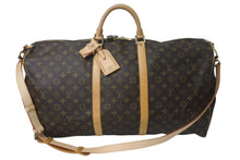 画像をギャラリービューアに読み込む, LOUIS VUITTON ルイヴィトン キーポルバンドリエール60 ボストンバッグ M41412 モノグラム PVC ヌメ革 ブラウン 美品 中古 4c072856