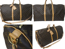 画像をギャラリービューアに読み込む, LOUIS VUITTON ルイヴィトン キーポルバンドリエール60 ボストンバッグ M41412 モノグラム PVC ヌメ革 ブラウン 美品 中古 4c072856