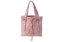 画像をギャラリービューアに読み込む, YVES SAINT LAURENT イヴサンローラン カハラ ハンドバッグ 123435 キャンバス レザー ピンク ロゴ刺繍 巾着タイプ 美品 中古 4c072857