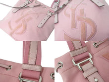 画像をギャラリービューアに読み込む, YVES SAINT LAURENT イヴサンローラン カハラ ハンドバッグ 123435 キャンバス レザー ピンク ロゴ刺繍 巾着タイプ 美品 中古 4c072857
