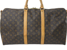 画像をギャラリービューアに読み込む, LOUIS VUITTON ルイヴィトン キーポル バンドリエール50 ボストンバッグ M41416 モノグラム PVC レザー ブラウン 美品 中古 4c072862