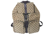 Load image into Gallery viewer, GUCCI グッチ ジャッキーライン リュックサック バックパック 114551 GGキャンバス レザー ベージュ シルバー金具 美品 中古 4c072867