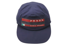 Load image into Gallery viewer, PRADA プラダ CAPLUNA ROSSA キャップ ネイビー ロゴ 帽子 4H0289 コットン サイズM 美品 中古 4c072879