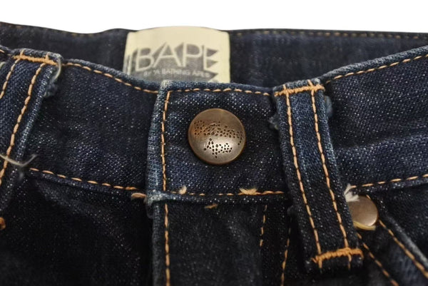 A Bathing Ape BAPE Pants Jeans Made in JAPAN Cotton Blue Orange Size 110 Good Condition Used 4c072881