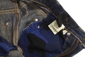 A Bathing Ape BAPE Pants Jeans Made in JAPAN Cotton Blue Orange Size 110 Good Condition Used 4c072881