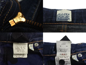 A Bathing Ape BAPE Pants Jeans Made in JAPAN Cotton Blue Orange Size 110 Good Condition Used 4c072881