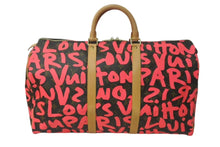 画像をギャラリービューアに読み込む, 新品同様 LOUIS VUITTON ルイヴィトン モノグラム グラフティ キーポル50 ボストンバッグ ピンク スプラウス M93698 中古 4c072887