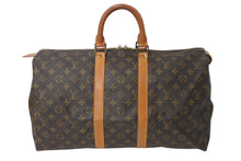 画像をギャラリービューアに読み込む, LOUIS VUITTON ルイヴィトン キーポル45ボストンバッグ M41428 モノグラム ブラウン PVC ヌメ革 レザー 中古 4c072897