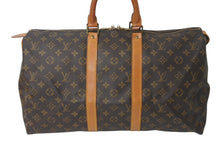 画像をギャラリービューアに読み込む, LOUIS VUITTON ルイヴィトン キーポル45ボストンバッグ M41428 モノグラム ブラウン PVC ヌメ革 レザー 中古 4c072897