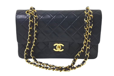 CHANEL シャネル マトラッセ23 Wフラップ チェーン ショルダーバッグ ラムスキン 2番台 ブラック ゴールド金具 美品 中古 4c072975