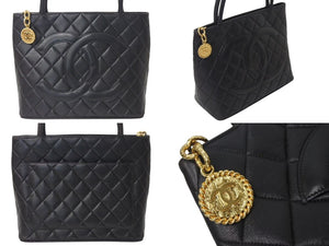 CHANEL シャネル 復刻トート トートバッグ ハンドバッグ 6番台 ココマーク ラムスキン ブラック ゴールド金具 良品 中古 4c073007