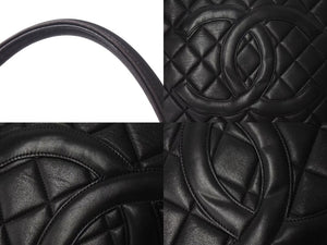 CHANEL シャネル 復刻トート トートバッグ ハンドバッグ 6番台 ココマーク ラムスキン ブラック ゴールド金具 良品 中古 4c073007