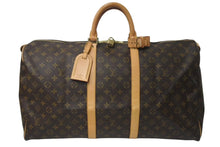 画像をギャラリービューアに読み込む, LOUIS VUITTON ルイヴィトン キーポル55 ボストンバッグ M41424 モノグラム PVCコーティングキャンバス ヌメ革 ブラウン 美品 中古 4c073017