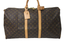 画像をギャラリービューアに読み込む, LOUIS VUITTON ルイヴィトン キーポル55 ボストンバッグ M41424 モノグラム PVCコーティングキャンバス ヌメ革 ブラウン 美品 中古 4c073017