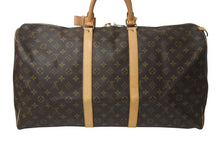 画像をギャラリービューアに読み込む, LOUIS VUITTON ルイヴィトン キーポル55 ボストンバッグ M41424 モノグラム PVCコーティングキャンバス ヌメ革 ブラウン 美品 中古 4c073017