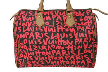 画像をギャラリービューアに読み込む, 極美品 LOUIS VUITTON ルイヴィトン モノグラム グラフィティ スピーディ30 ハンドバッグ M93704 ピンク PVC ヌメ革 中古 4c073019
