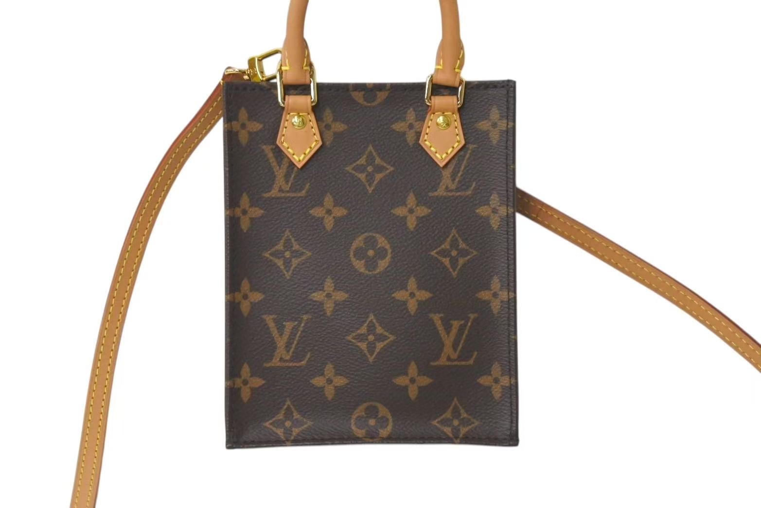 Louis Vuitton ダークブラウン ハンドバッグ　訳あり 極美品 LOUIS VUITTON ルイヴィトン プティットサックプラ 2WAY